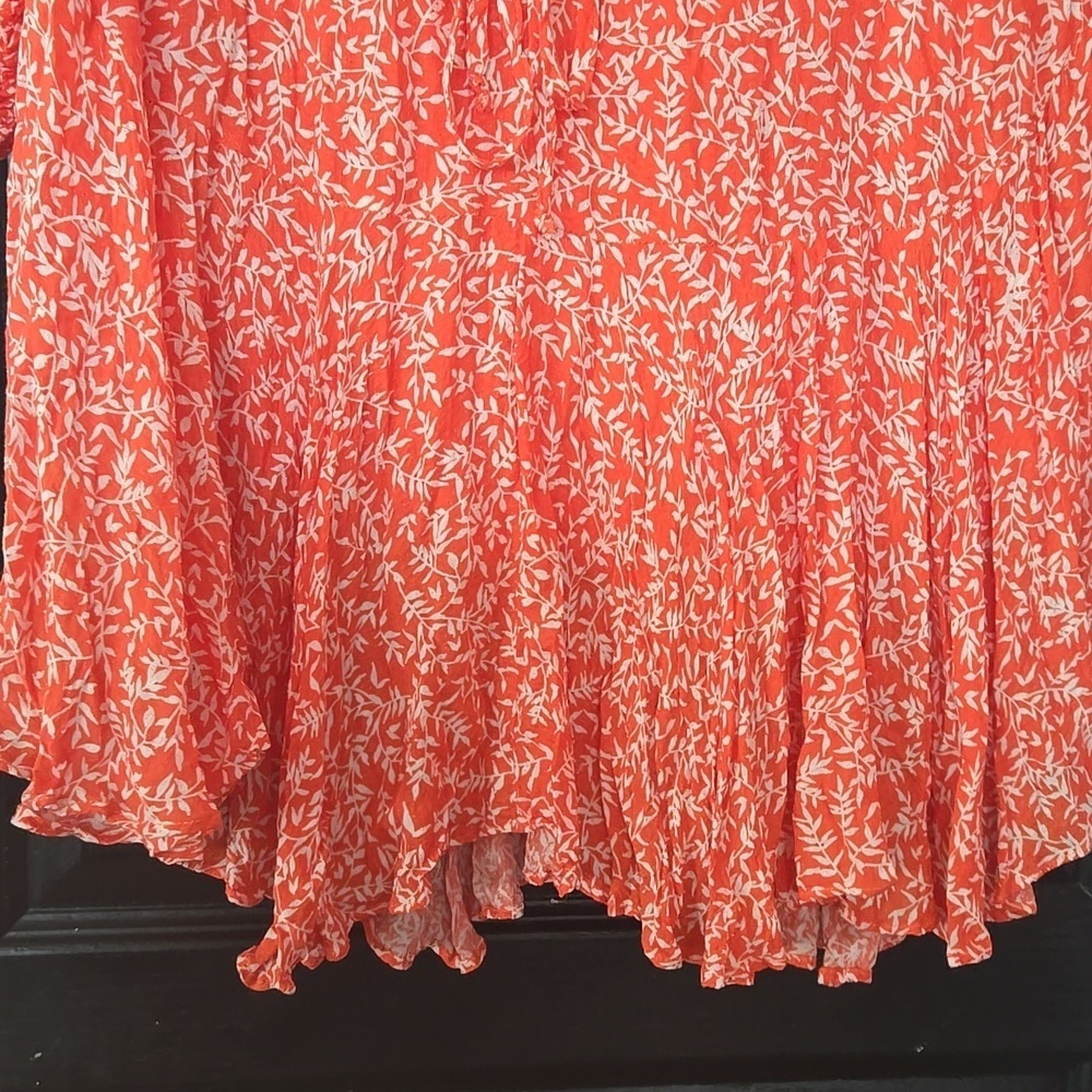 Olivaceous Orange & White Floral Cottagecore Handkerchief Hem Dress Size Medium - Picture 5 of 12